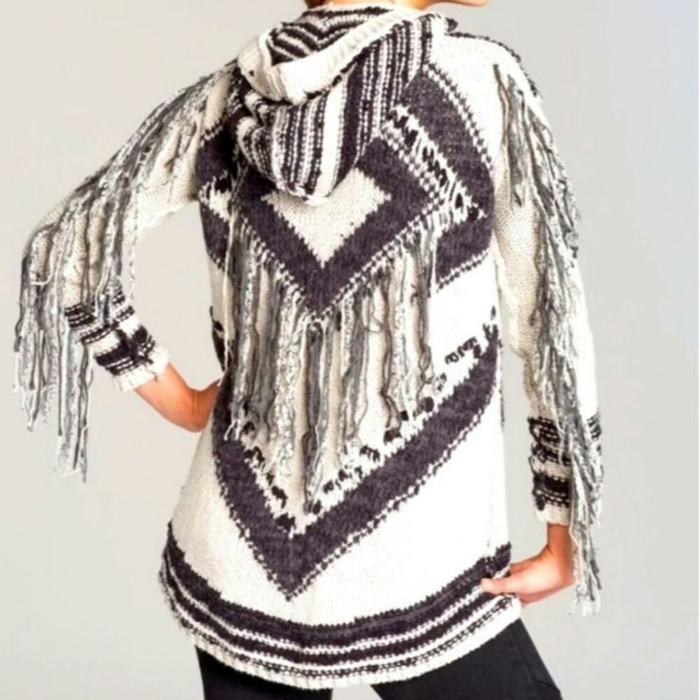 Free People Show Me The Way Geo Fringe XS Cardigan Sweater - Picture 6 of 10